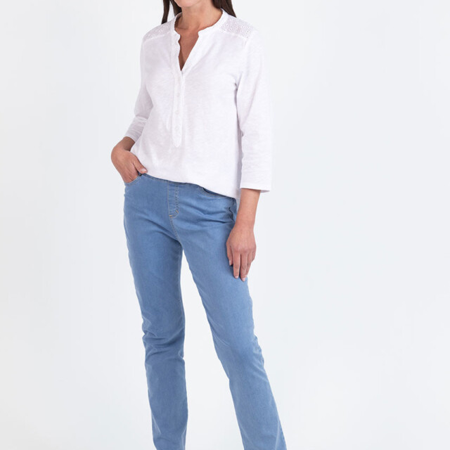 Maison Solfin - Blouse femme en maille de coton blanc – 5