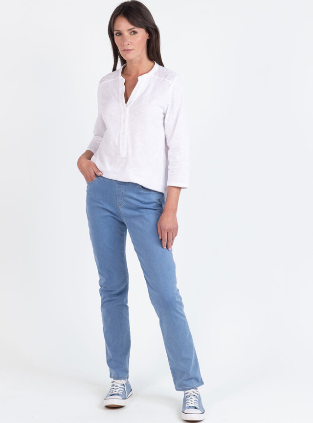 Maison Solfin - Blouse femme en maille de coton blanc – 5