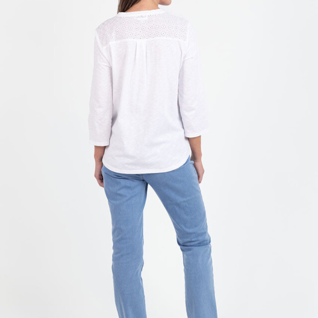 Maison Solfin - Blouse femme en maille de coton blanc – 5
