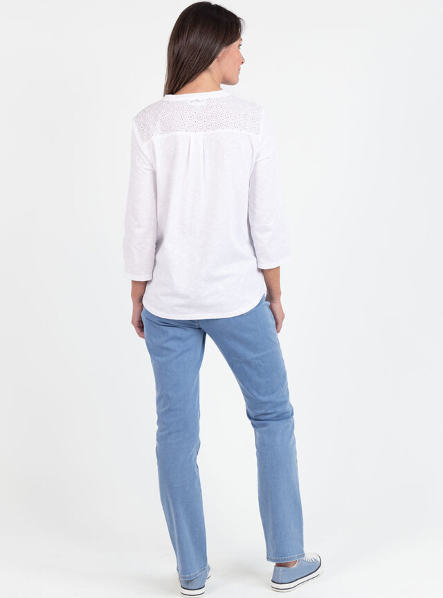 Maison Solfin - Blouse femme en maille de coton blanc – 5