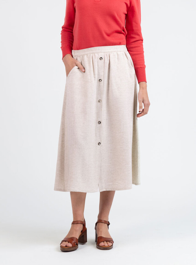 Maison Solfin - Jupe femme ample beige – 5