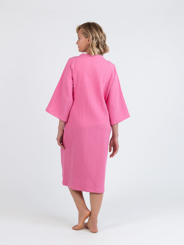 Maison Solfin - Robe de chambre d'été femme en coton rose – 5