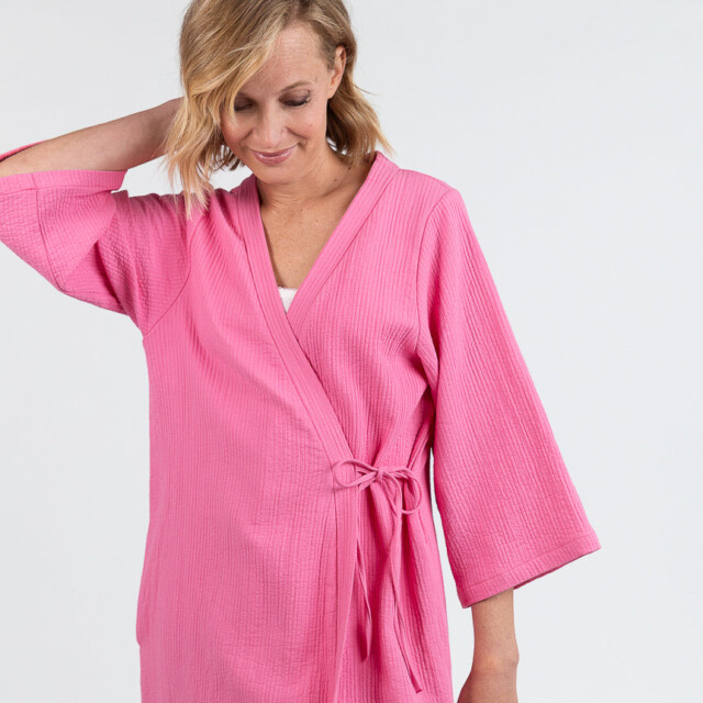 Maison Solfin - Robe de chambre d'été femme en coton rose – 5