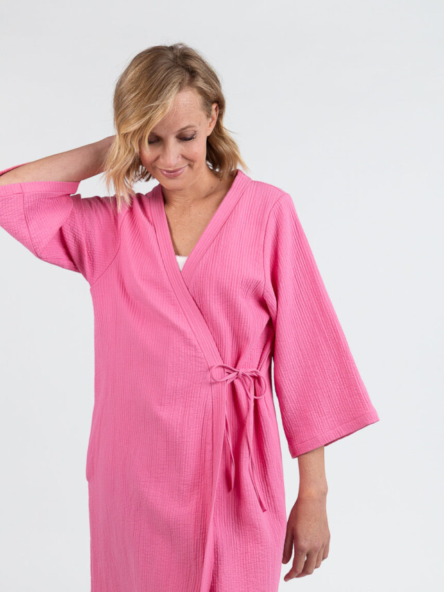 Maison Solfin - Robe de chambre d'été femme en coton rose – 5