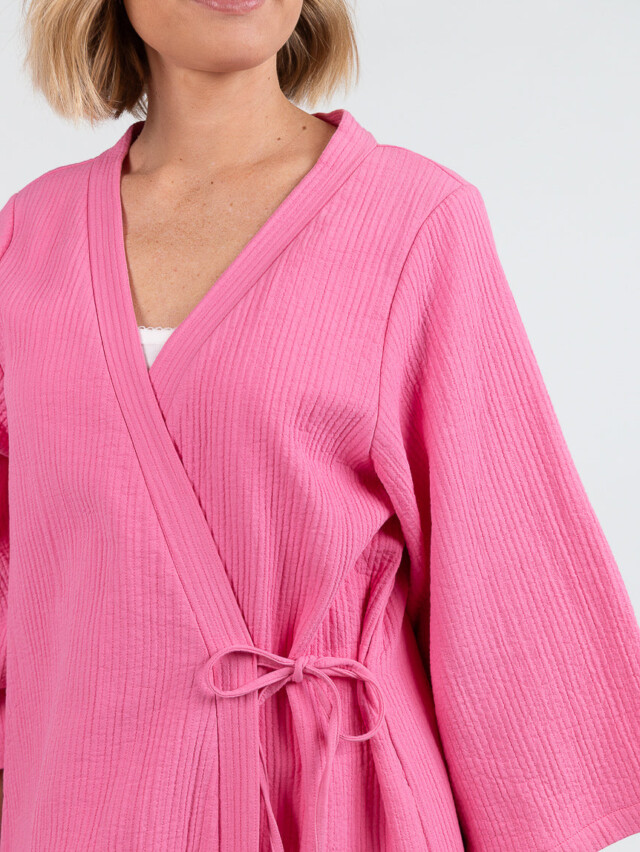 Maison Solfin - Robe de chambre d'été femme en coton rose – 5