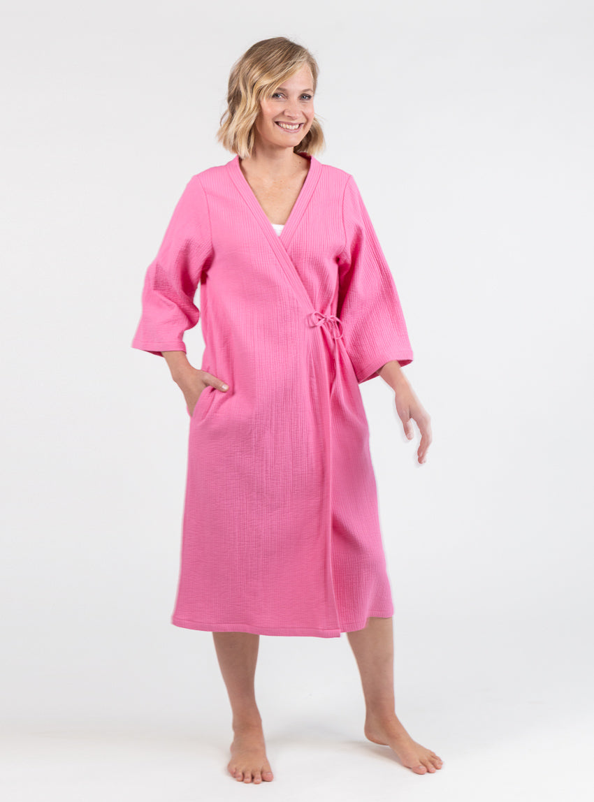 7869 rose sup 2 Maison Solfin - Robe de chambre d'été femme en coton rose – 5