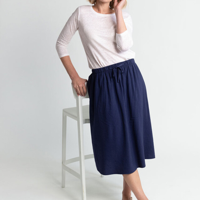 Maison Solfin - Jupe femme ample viscose bleu marine – 2