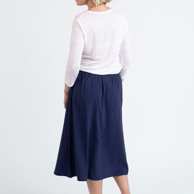 Maison Solfin - Jupe femme ample viscose bleu marine – 2