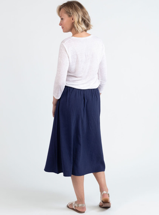 Maison Solfin - Jupe femme ample viscose bleu marine – 2