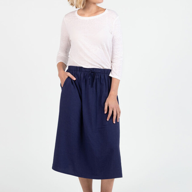 Maison Solfin - Jupe femme ample viscose bleu marine – 2