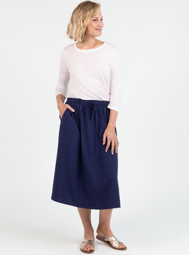 Maison Solfin - Jupe femme ample viscose bleu marine – 2