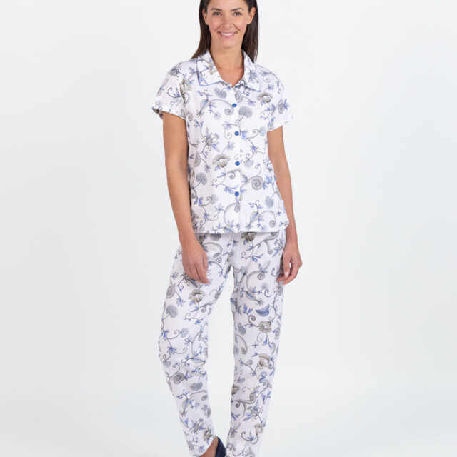 Maison Solfin - Pyjama femme en coton imprimé bleu – 5