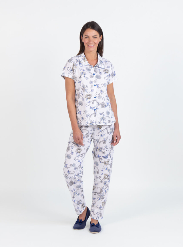 Maison Solfin - Pyjama femme en coton imprimé bleu – 5