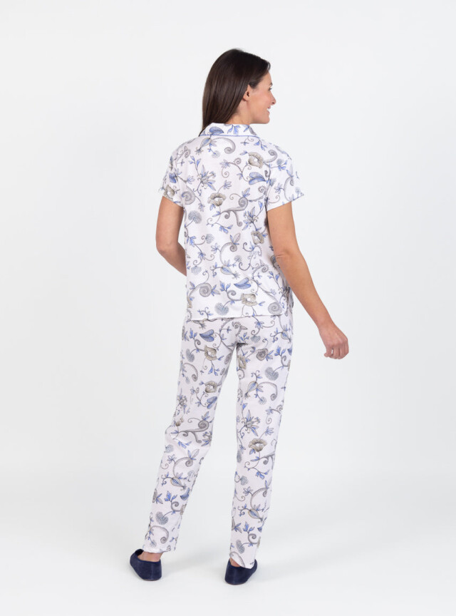 Maison Solfin - Pyjama femme en coton imprimé bleu – 5