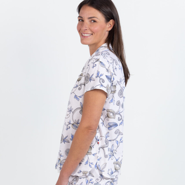 Maison Solfin - Pyjama femme en coton imprimé bleu – 5