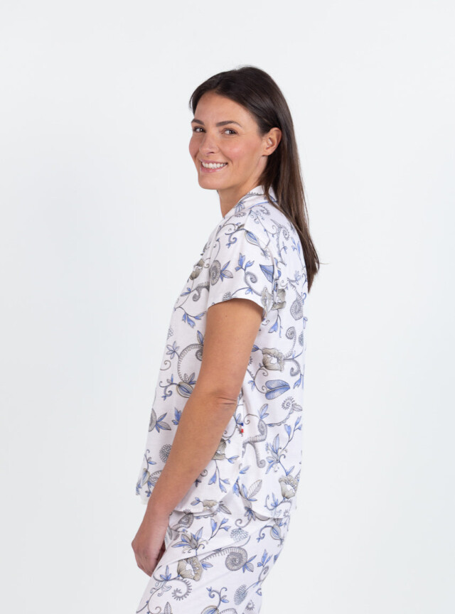 Maison Solfin - Pyjama femme en coton imprimé bleu – 5