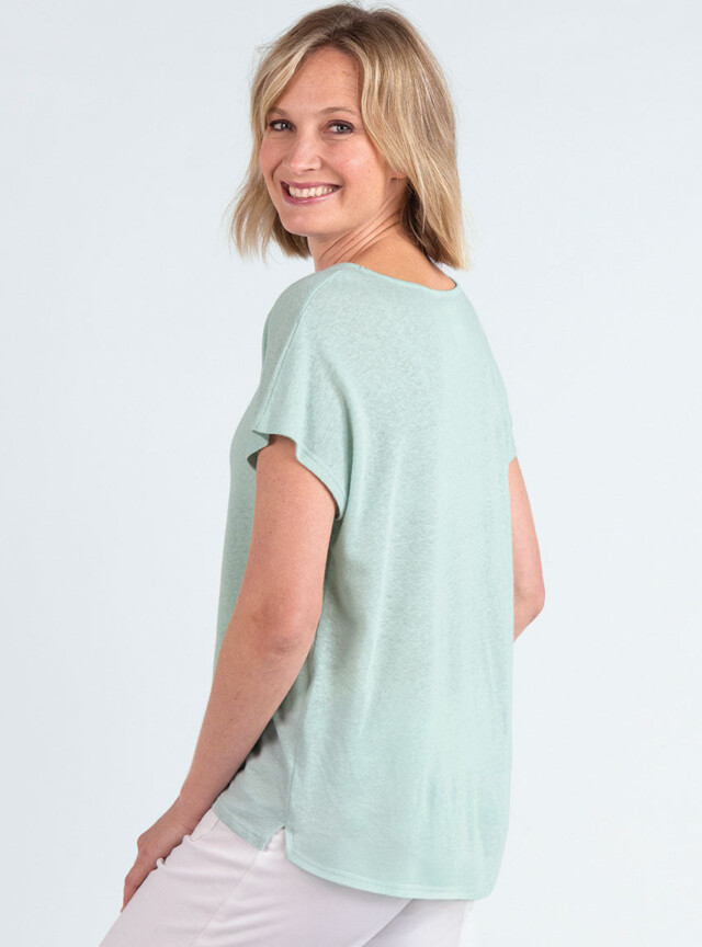 Maison Solfin - Top femme fluide en lin vert d'eau – 5