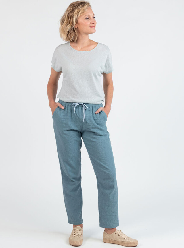 Maison Solfin - Top femme fluide en lin vert d'eau – 5