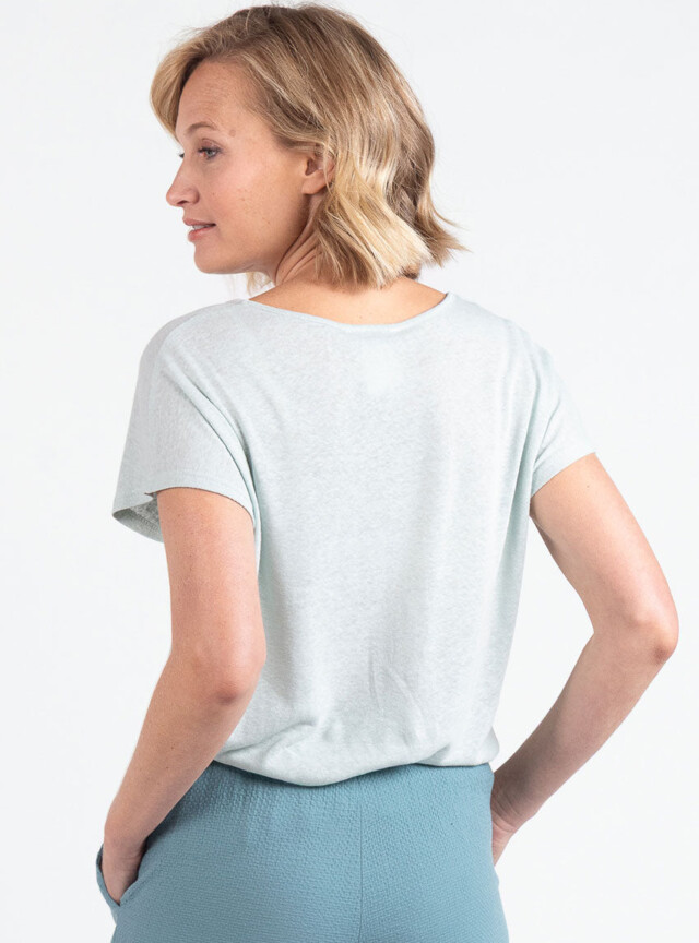 Maison Solfin - Top femme fluide en lin vert d'eau – 5