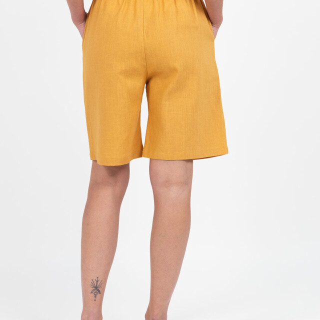 Maison Solfin - Bermuda femme en lin et coton jaune safran – 48