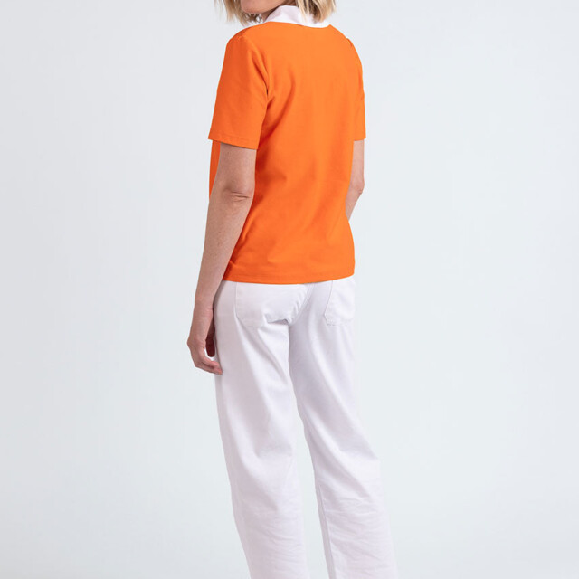 Maison Solfin - Polo femme en coton orange melon – 5