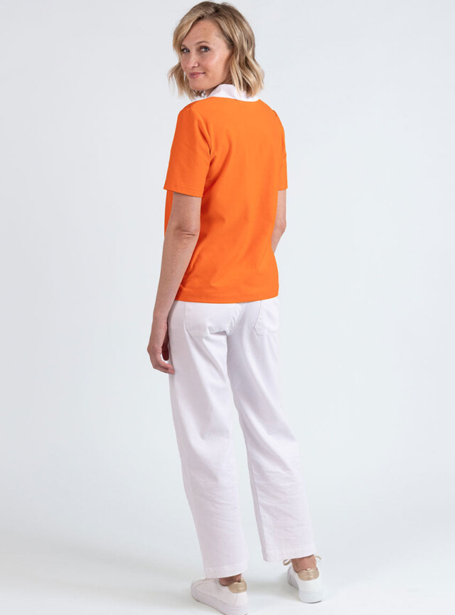 Maison Solfin - Polo femme en coton orange melon – 5