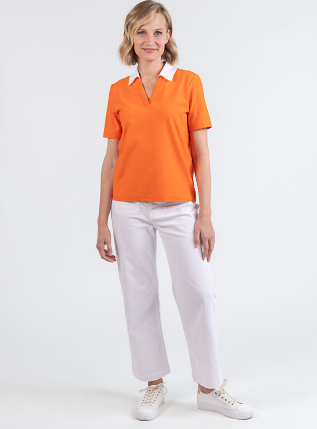 Maison Solfin - Polo femme en coton orange melon – 5