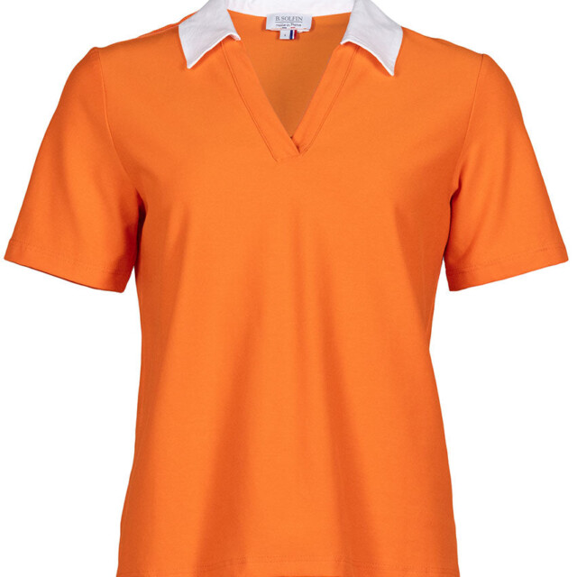 Maison Solfin - Polo femme en coton orange melon – 5