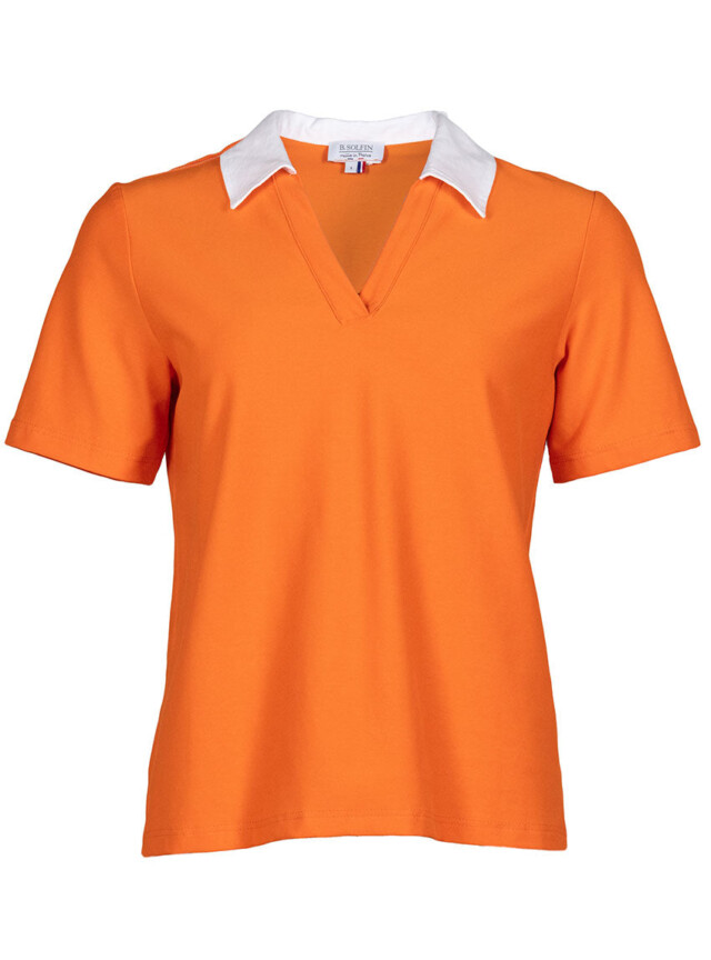 Maison Solfin - Polo femme en coton orange melon – 5