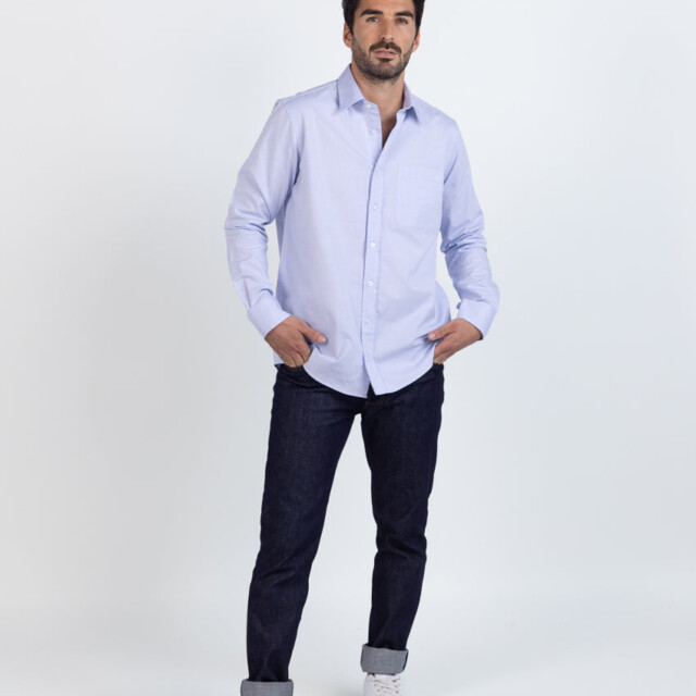 Maison Solfin - Chemise homme en coton bleu ciel – 6