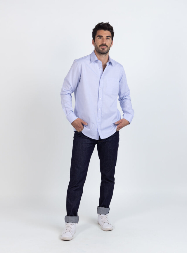 Maison Solfin - Chemise homme en coton bleu ciel – 6