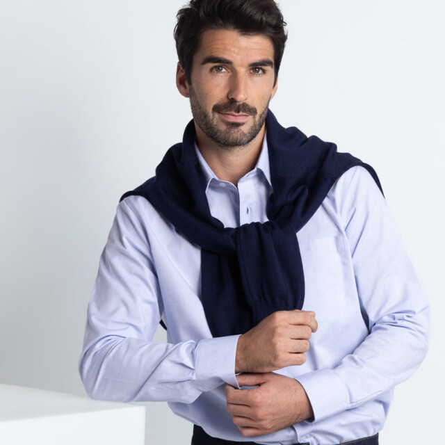 Maison Solfin - Chemise homme en coton bleu ciel – 6