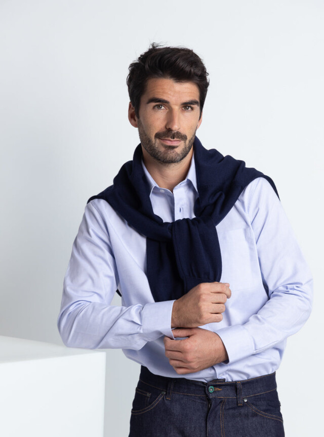 Maison Solfin - Chemise homme en coton bleu ciel – 6