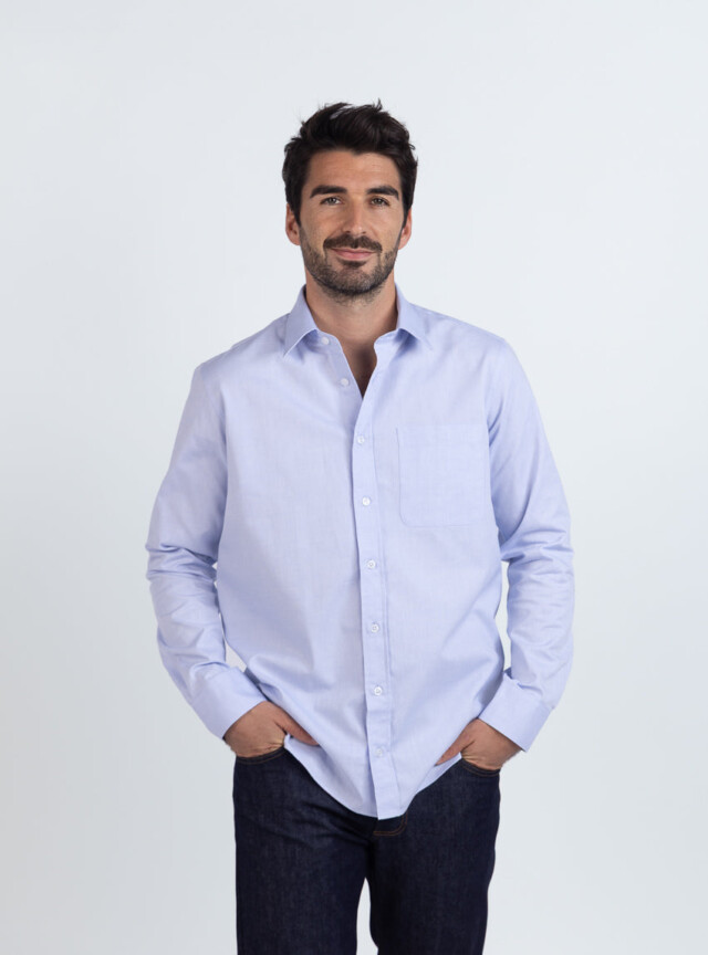 MAISON SOLFIN - Chemise homme en coton bleu ciel