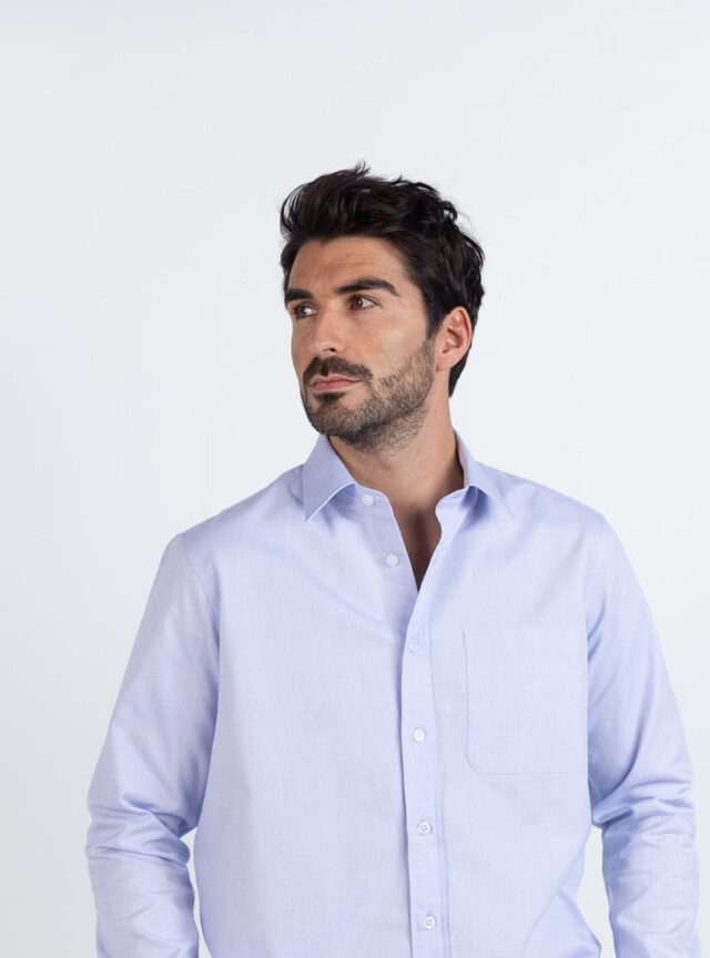 Maison Solfin - Chemise homme en coton bleu ciel – 6