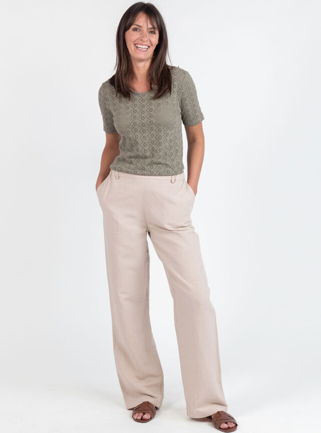 MAISON SOLFIN - Pantalon femme large lin beige