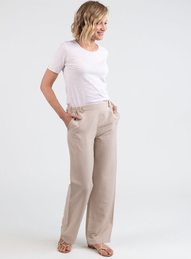 Maison Solfin - Pantalon femme large lin beige – 50