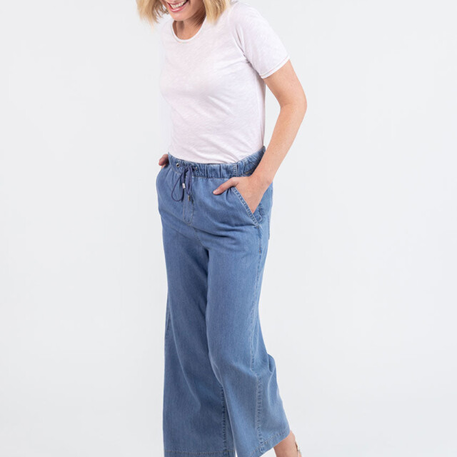 Maison Solfin - Pantalon femme fluide coton bleu clair – 50