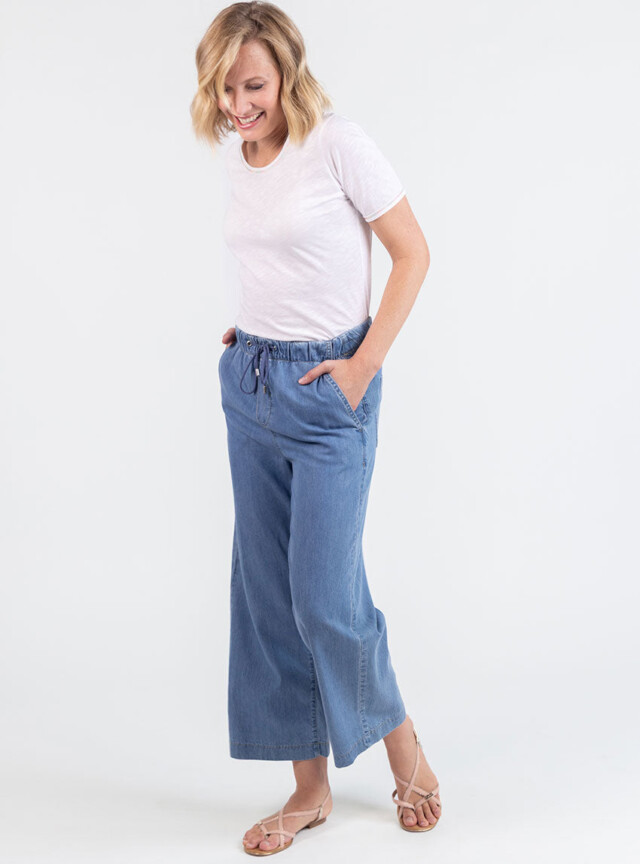 Maison Solfin - Pantalon femme fluide coton bleu clair – 50