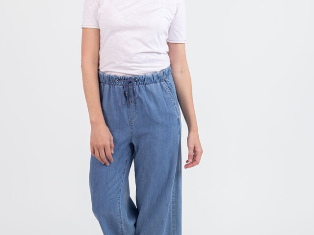 Maison Solfin - Pantalon femme fluide coton bleu clair – 50
