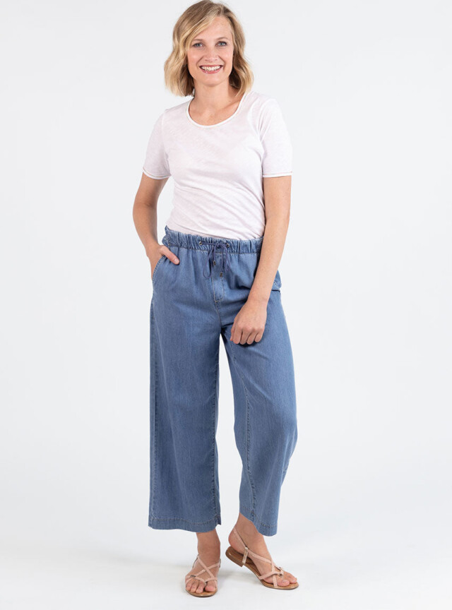 Maison Solfin - Pantalon femme fluide coton bleu clair – 50