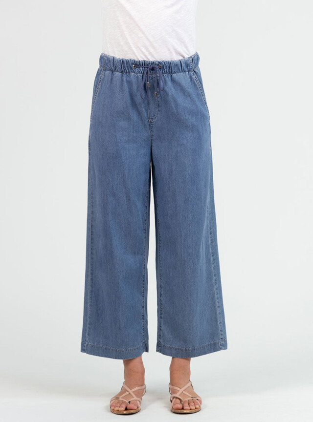 Maison Solfin - Pantalon femme fluide coton bleu clair – 50