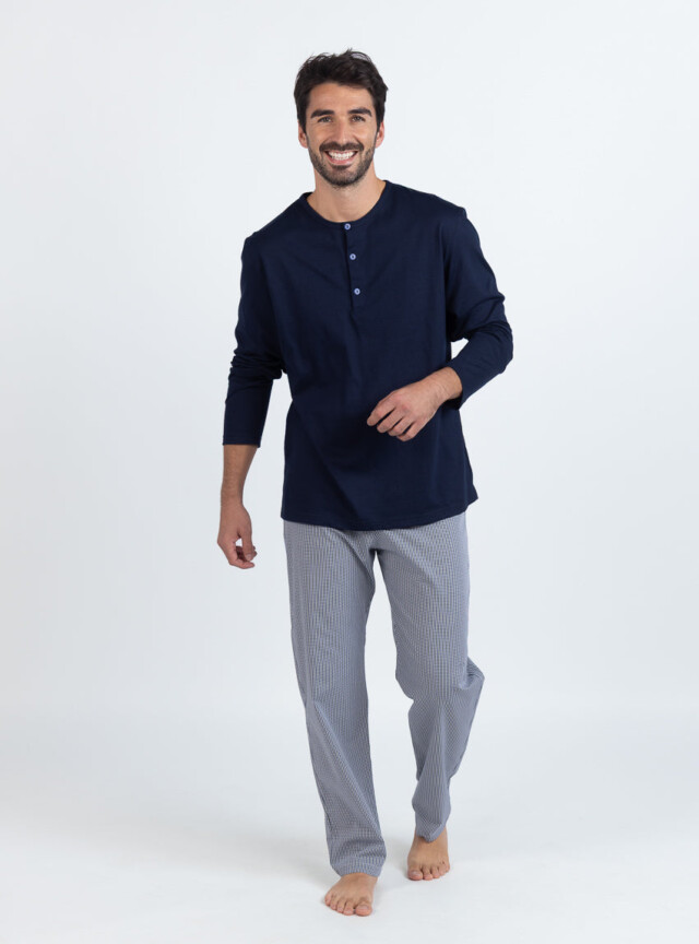 MAISON SOLFIN - Pyjama homme en coton à carreaux verts