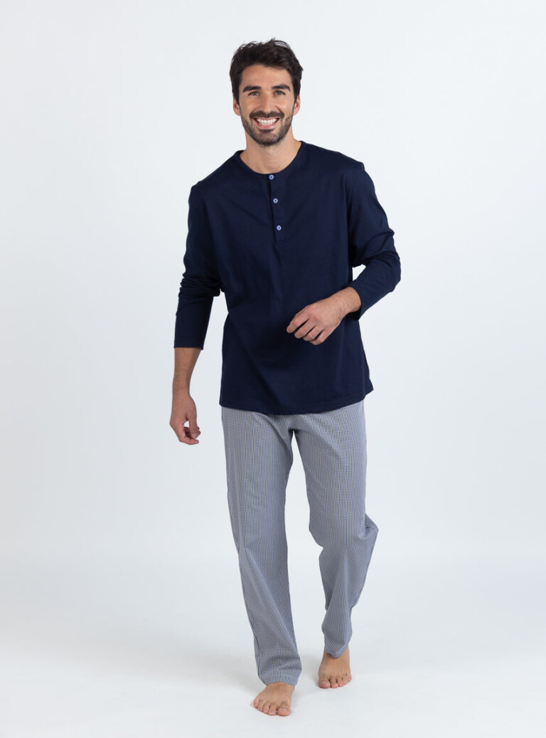 Maison Solfin - Pyjama homme en coton à carreaux verts – 6