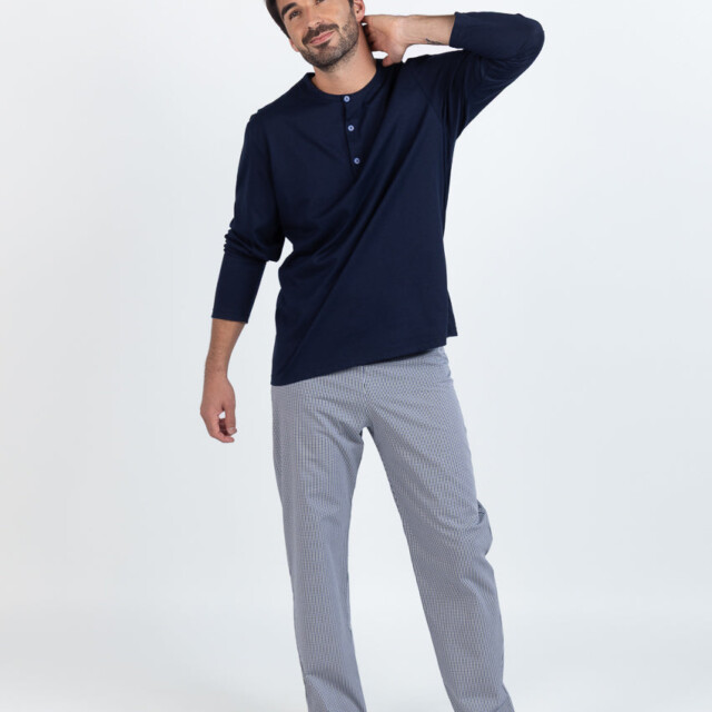 Maison Solfin - Pyjama homme en coton à carreaux verts – 6