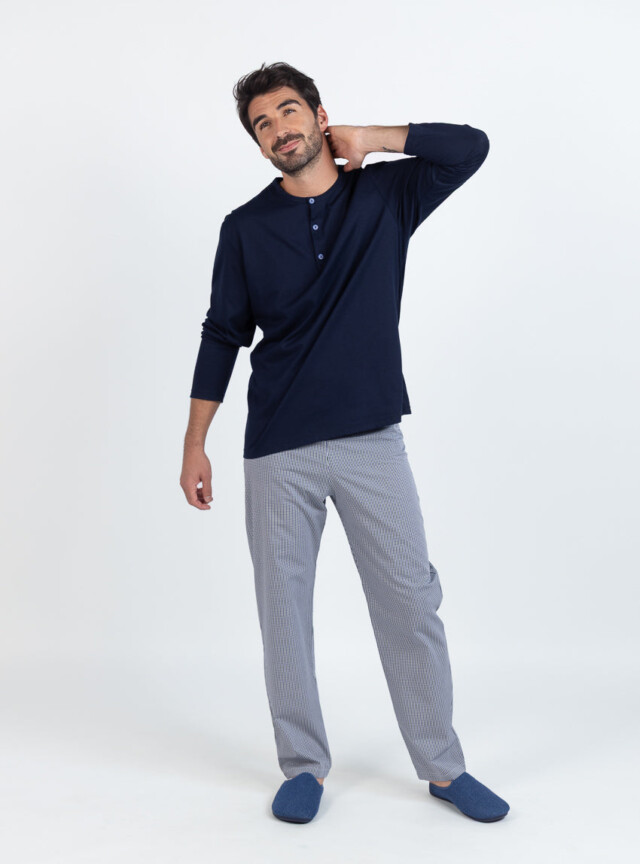 Maison Solfin - Pyjama homme en coton à carreaux verts – 6