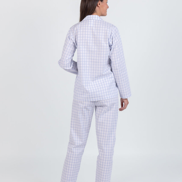 Maison Solfin - Pyjama femme en coton vichy bleu pastel – 5