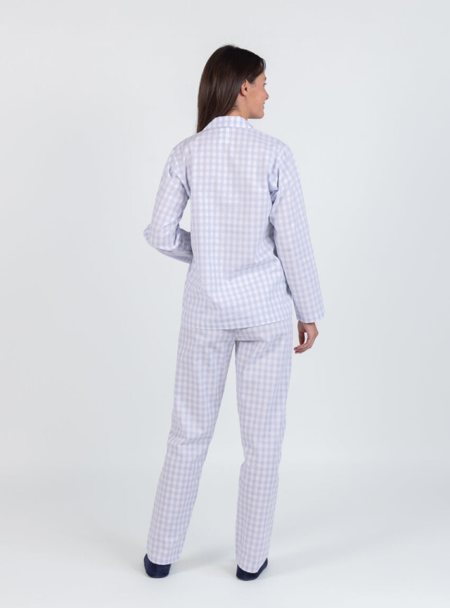 Maison Solfin - Pyjama femme en coton vichy bleu pastel – 5