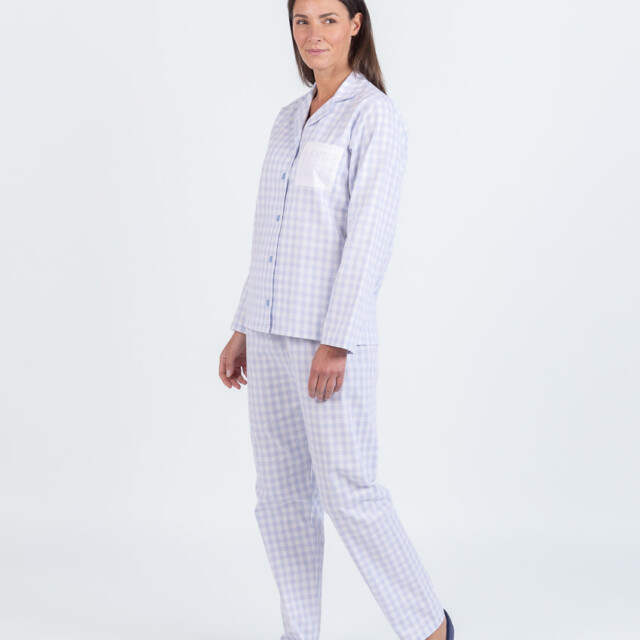Maison Solfin - Pyjama femme en coton vichy bleu pastel – 5