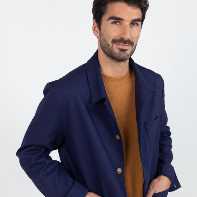 Maison Solfin - Veste homme droite en coton bleu marine – XXL